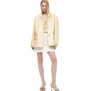 H&M NWT Loose Fit Leather Jacket/Blazer  in Light Beige Sz XS